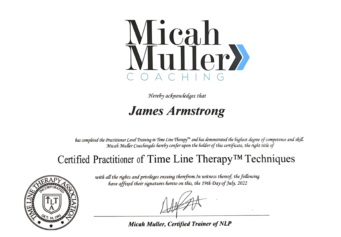 Timeline Therapy Practitioner Certificate - July 2022