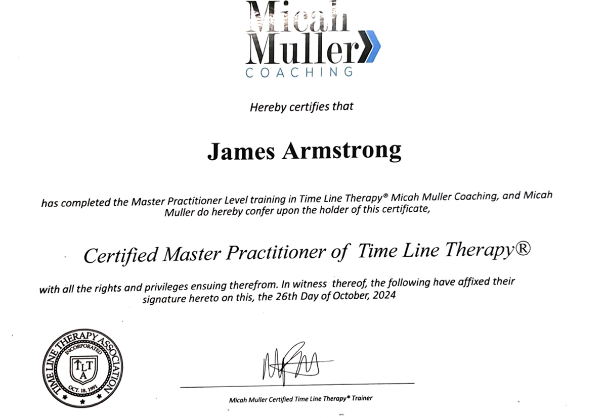 Timeline Therapy Master Practitioner Certificate - October 2024