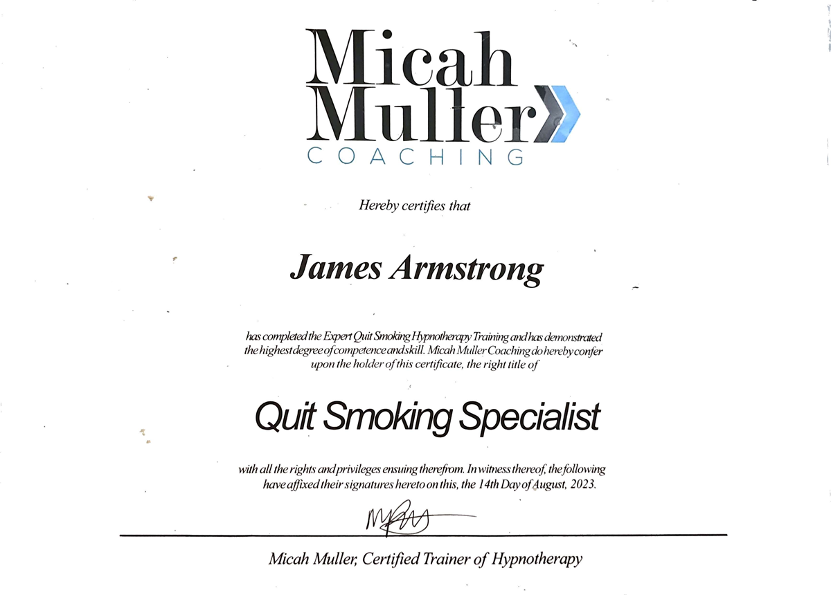 Quit Smoking Specialist Certificate - August 2023