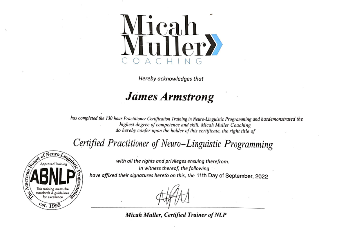 NLP Practitioner Certificate - September 2022